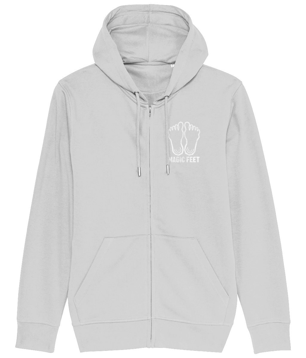 MFH001Z Distressed White Print Logo Zip Hooded Sweatshirt