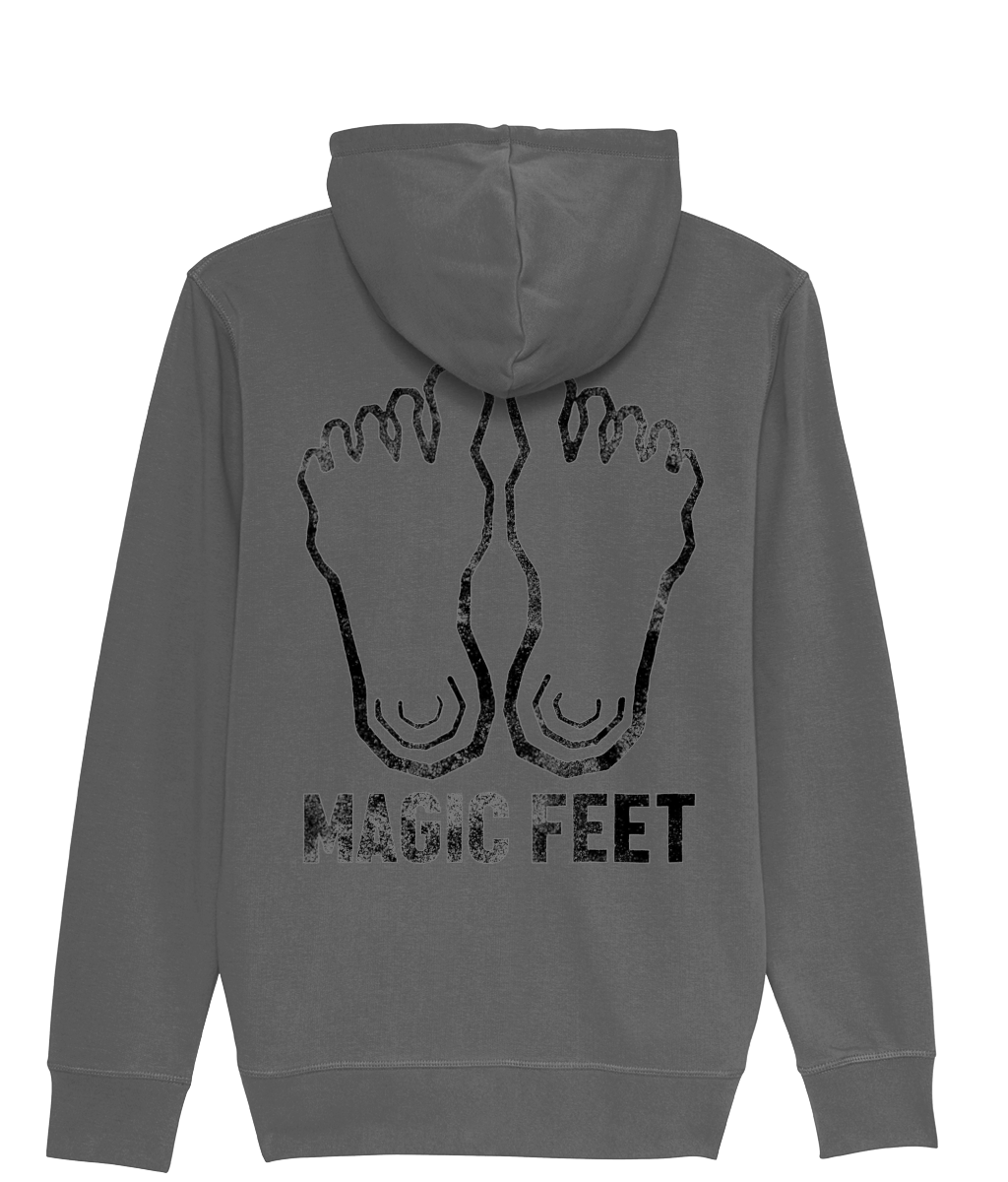 MFH001Z Distressed Black Print Logo Zip Hooded Sweatshirt